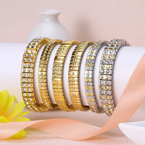 Italienisches Charm Armband Edelstahl Elastisch Dehnbar Expansion Bangle Herz Kleeblatt Stern Schmetterling Damen