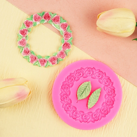 Rose Garland And Leaf Silicone Mold For Fondant Chocolate Cake Decorating DIY Craft Resin Clay Baking Flexible Tools