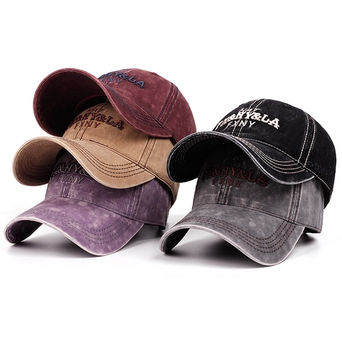 Berretto Da Baseball In Cotone Lavato Vintage Stile Retrò Distressed Ricamo Lettere Regolabile Streetwear Cappello Sole