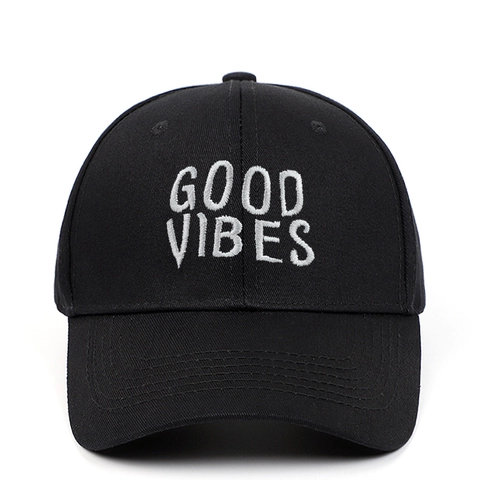 Good Vibes Letter Embroidery Baseball Cap Cotton Adjustable Sun Hat For Men Women Outdoor Sports Casual