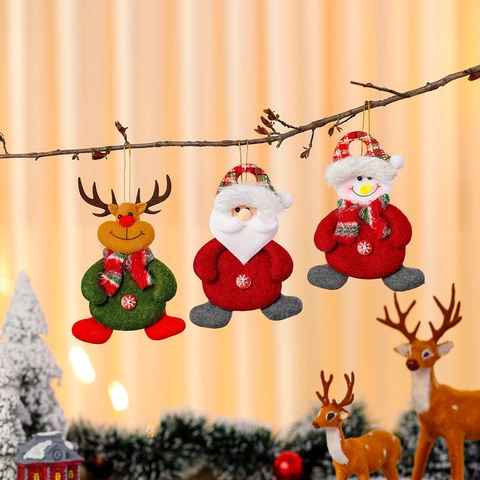 Christmas Ornaments Hanging Decorations Polyester Plush Felt Santa Snowman Reindeer Bear Tree Home Party Decor Novelty Festive