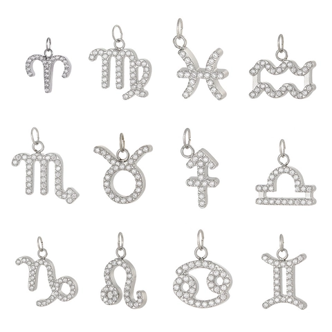 Pendente Segni Zodiacali in Acciaio Inossidabile per Creazione Gioielli Intarsio in Strass Dodici Costellazioni Charms per Collana Orecchini Accessori Fai da Te