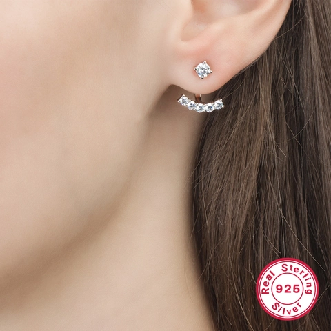 Pendientes De Botón Zirconia Plata De Ley 925 Versátiles Desmontables Joyería Geométrica Elegante Para Mujer