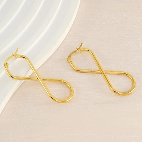 18K Gold Plated Edelstahl Unendlichkeit Creolen Für Damen Minimalistisch Nummer 8 Geometrisch Twist Ohrhänger