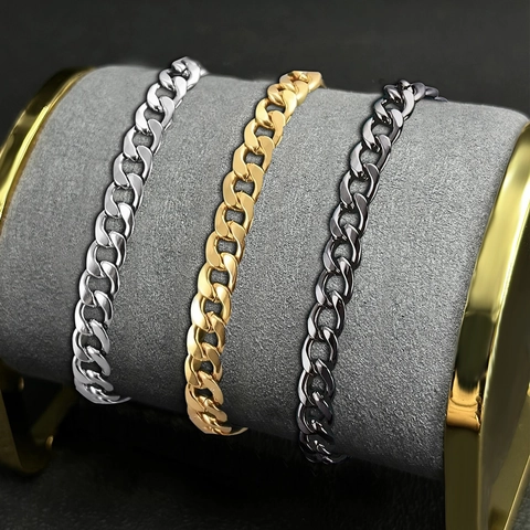 Bracciale A Catena Cubana Metallo Galvanizzato Stile Hip Hop Gioielli Unisex Alla Moda Accessorio