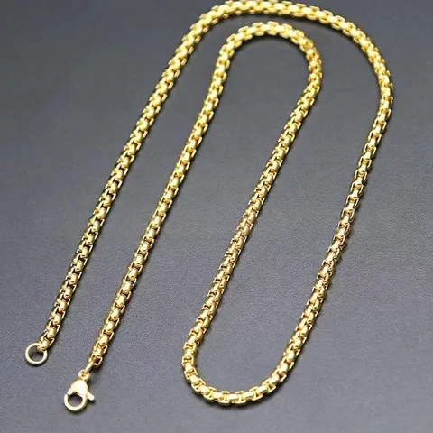 Collar De Cadena Box De Acero Inoxidable Pulido Brillante Eslabón Veneciano Joyería DIY Unisex