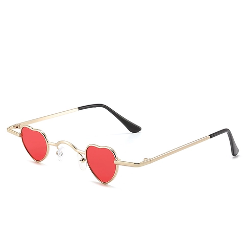 Occhiali Da Sole A Forma Di Cuore Montatura In Metallo Lenti PC Protezione UV400 Retro Hippie Novità Montatura Piccola