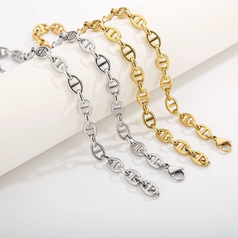 Collana Bracciale A Catena Naso Di Maiale In Acciaio Inossidabile Unisex Gioielli Minimalisti Punk Moda Hip Hop