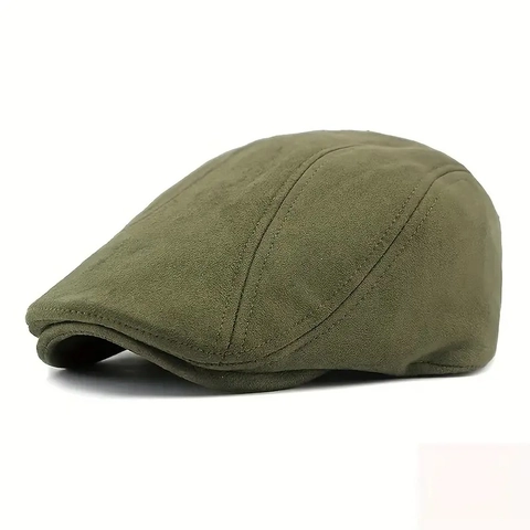 Berretto Vintage Newsboy In Finta Pelle Scamosciata Flat Cap Retrò Cappello Ottagonale Da Pittore Uomo Donna Regolabile Classico
