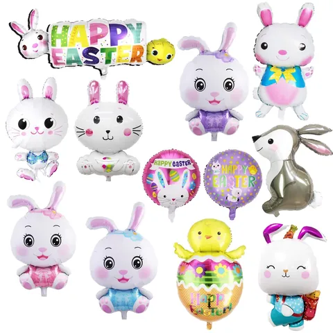Palloncini Buona Pasqua Coniglio Pulcino Uovo Cartone Animato Foglio Alluminio Decorazione Festa Giocattolo
