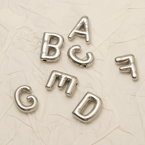 Ciondoli Alfabeto Palloncino Acciaio Inossidabile 304 Ciondoli Lettere Gonfiate 3D Creazione Gioielli DIY Specchio Lucido Moda