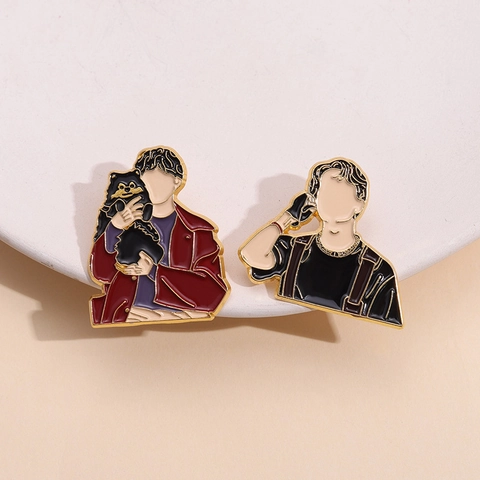 Broche En Émail Pin Alliage Personnage Sans Visage Badge De Revers Pour Vêtements Et Sacs
