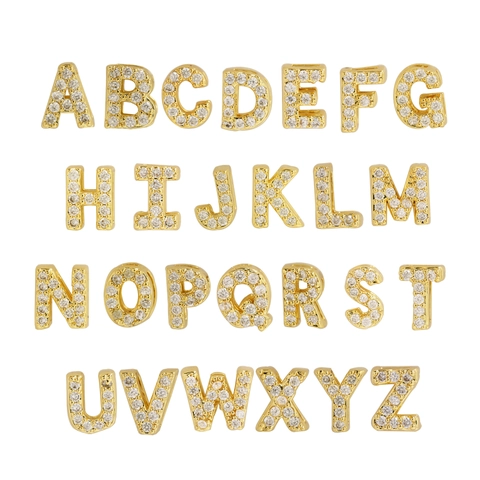 Alphabet Initial Necklace Pendant 18K Gold Plated Brass Micro Pave Cubic Zirconia Dainty Letter Jewelry For Women