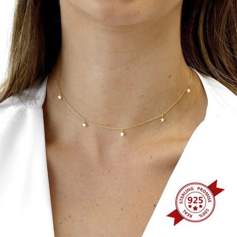 Stern Anhänger Halskette Mit 925 Sterling Silber Kette Und Kupfer Anhängern Eleganter Minimalistischer Verstellbarer Schmuck
