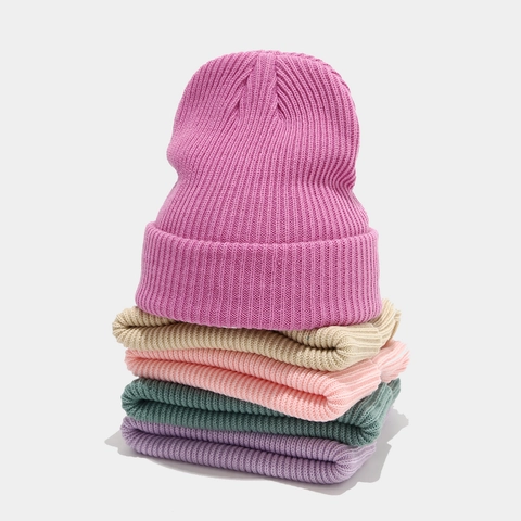 Beanie Hat Knitted Acrylic Ribbed Cuffed Warm Soft Winter Skull Cap Men Women Casual Outdoor