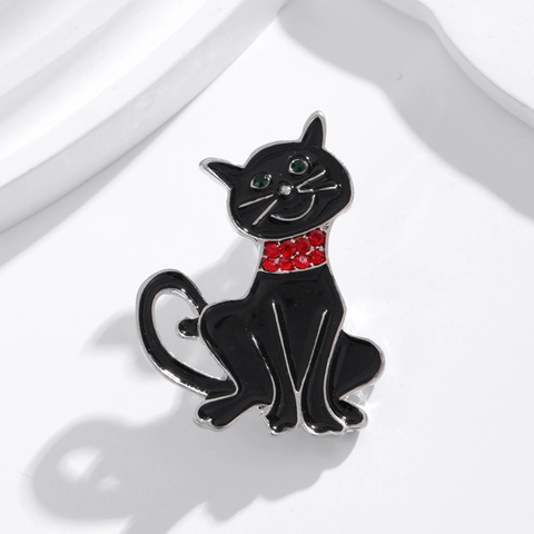 Halloween Brooch Pin Zinc Alloy Enamel Rhinestone Black Cat Bat Pumpkin Witch Hat Spider Accessories Festive Jewelry Gift