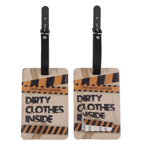 Luggage Tags PU Leather Travel Suitcase ID Card Holder Printed Retro Fun Bag Identifier Accessories