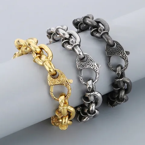 Collana E Bracciale Da Uomo In Acciaio Inossidabile Punk Vintage Rivetto Quadrato Maglia Chiodo Gioielli Moda Hip Hop