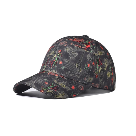 Casquette De Baseball Imprimé Tour Eiffel Polyester Réglable Streetwear Décontracté Pour Hommes Et Femmes