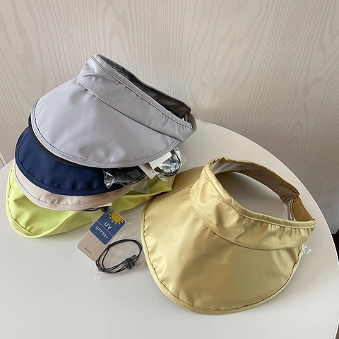 Women Visor Hat UV Protection UPF50 Plus Wide Brim Quick Dry Polyester Empty Top Sun Cap Outdoor Adjustable Foldable