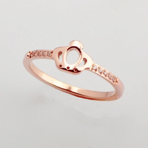 Elegant Rose Gold Titanium Steel Crown Ring For Women Fashion Rhinestone Inlaid Tiara Ring Minimalist Finger Jewelry Gift