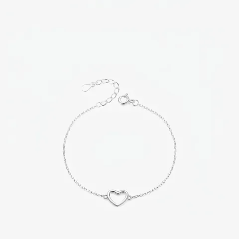 925 Sterling Silber Herz Armband Minimalistische Hohl Liebe Anhänger Verstellbare Kette Schmuck Für Frauen Mädchen Elegant Süß