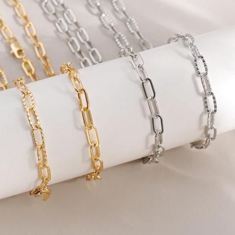 Collana A Catena Graffetta Rame Placcato Oro 18K Gioielli Con Maglie Minimalisti Per Donna Uomo Accessori Versatili