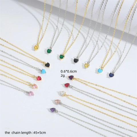 Elegant Heart Zirconia Pendant Necklace For Women Minimalist Copper Gold Silver Plated Love Heart Clavicle Chain Jewelry Gift