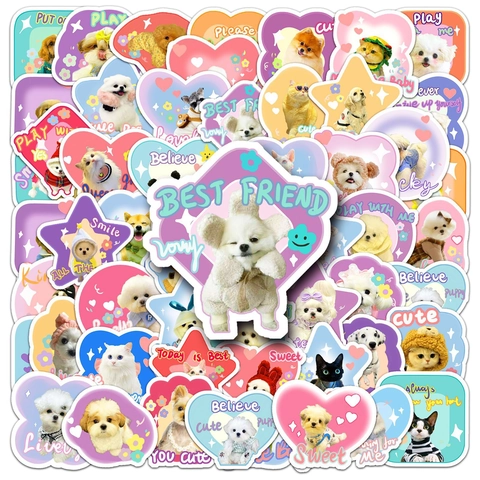 Cute Pet Stickers Cat Dog Waterproof PVC Hand Drawn Emojis For Laptop Water Bottle Luggage Skateboard Decor
