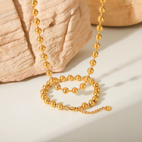 Set Collana E Bracciale A Catena Con Sfere Minimalista Placcato Oro Acciaio Inossidabile Stile Ins Alla Moda Per Donna