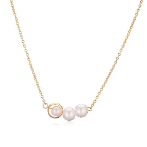 Elegante Barokke Kunstparelketting Vergulde Koperen Ketting Met Zirconia Hanger Franse Stijl Voor Dames
