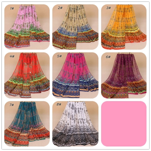 Retro Exotische Print Lichtgewicht Polyester Chiffon Sjaal Voor Dames Bloemen Stippen Patchwork Zonnescherm Halssjaal