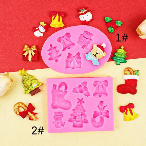Weihnachten Silikonform Schneemann Baum Glocke Sockenform DIY Backwerkzeug Für Fondant Schokolade Harz