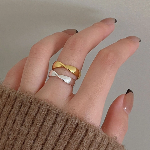 Minimalist Twist Mobius Ring 925 Sterling Silver Adjustable Open Finger Jewelry For Women Elegant Stylish