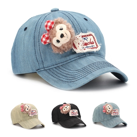 Denim Baseball Cap Cotton Hat With Plush Cartoon Animal Adjustable Sun Protection Fashion Cute Casual For Women Teens