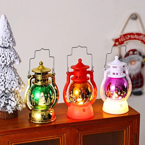 Weihnachts LED Laterne Leuchtende Retro Tragbare Lampe Kunststoff Feiertagsdekoration Weihnachtsmann Schneemann Hirsch Licht