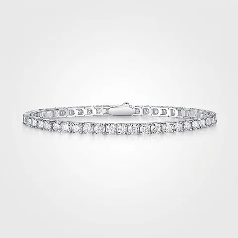 925 Sterling Silver Moissanite Tennis Bracelet For Women Men D Color Moissanite Inlaid Round Geometric Chain Bracelet Jewelry Gift