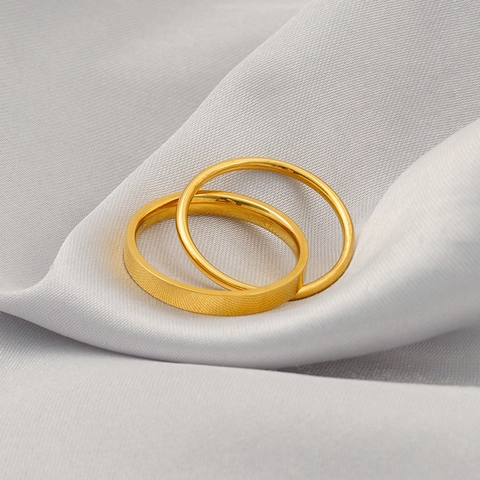 Stainless Steel Interlocking Double Layer Cross Rings 18K Gold Plated Minimalist Geometric Fashion Jewelry For Women