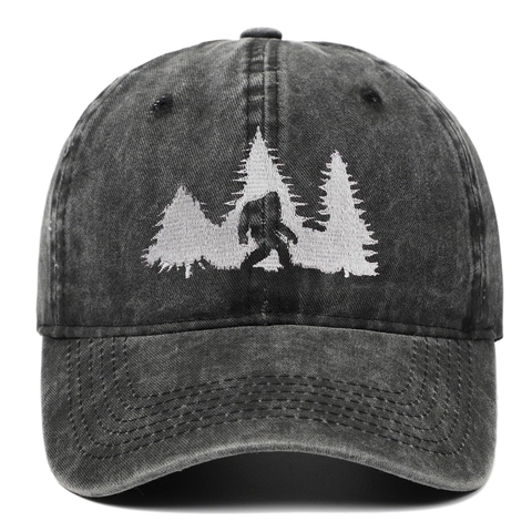 Cappellino Da Baseball In Cotone Lavato Con Ricamo Bigfoot Vintage Distressed Berretto Da Sole Regolabile Uomo Donna