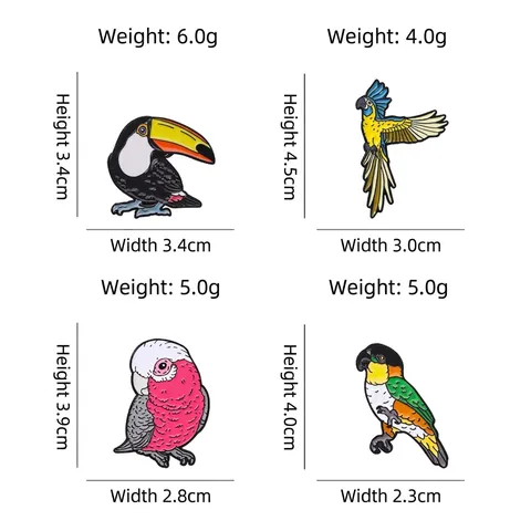 Papagei Tukan Kakadu Macaw Brosche Pin Niedlicher Cartoon Vogel Bunter Legierung Emaille Metall Badge Für Kleidung Rucksack