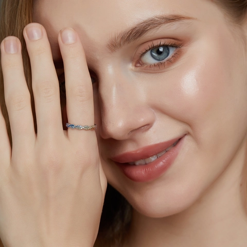 Bague en Argent Sterling S925 avec Zirconia Arcobaleno pour Femme Bague Géométrique en Corde Torsadée Colorée Bijoux de Mode