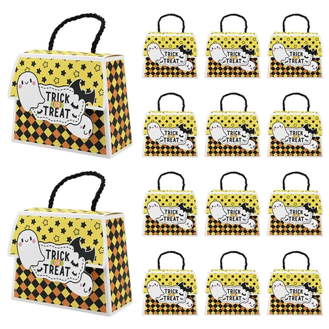Halloween Gift Bags Candy Boxes Paper Handheld Tote With Rope Handle Trick Or Treat Party Favor Packaging