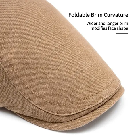 Flat Cap Vintage Cotton Twill Adjustable Metal Buckle Sun Protection British Style Ivy Hat For Men And Women