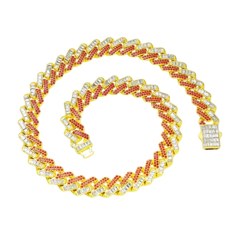 Collana A Catena Cuban Link Hip Hop Iced Out Lega Strass Geometrico Gioielli Di Lusso Maschili Per Uomini