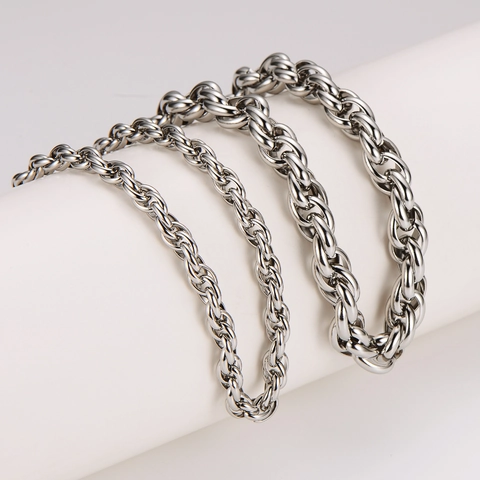 Simple Stainless Steel Rope Chain Necklace Hip Hop Twisted Minimalist Clavicle Chain Unisex Jewelry High Polish