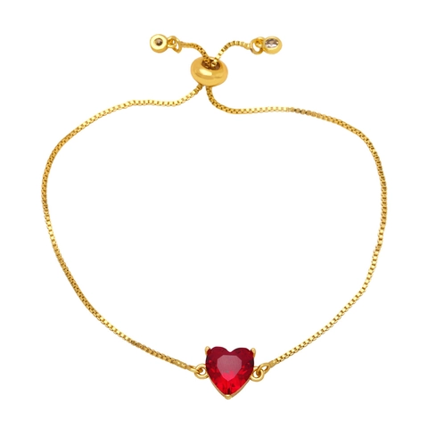Women Gold Plated Copper Heart Zircon Bracelet Adjustable Slider Box Chain Minimalist INS Style Luxury Elegant Jewelry