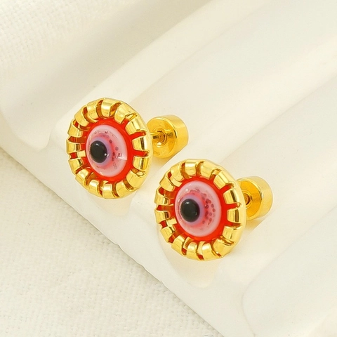 Vintage Evil Eye Oorknopjes 18K Verguld Roestvrij Staal Hars Turks Oog Kleine Kraakbeen Sieraden Voor Dames