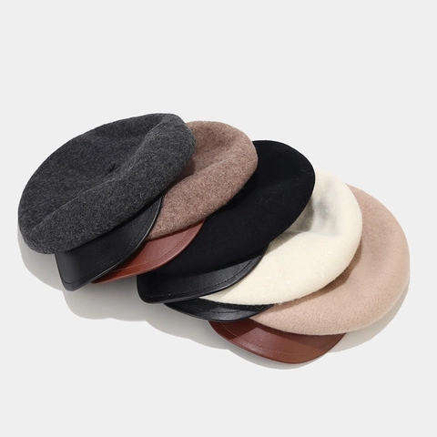 Berretto Newsboy In Lana Con Visiera In Pelle Stile Britannico Retrò Basco Ottagonale Per Donna Inverno Caldo Elegante