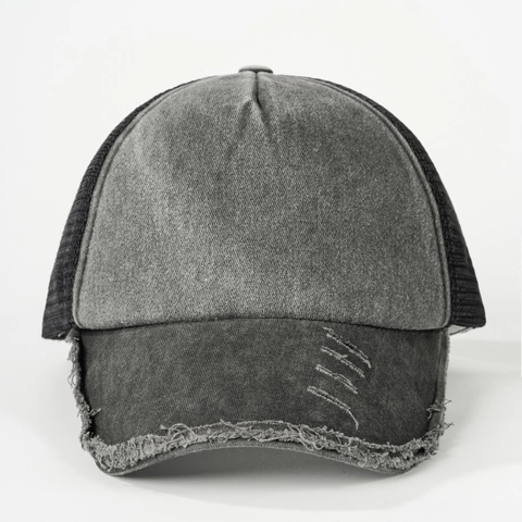 Gorra Trucker De Algodón Lavado Vintage Con Efecto Desgastado Malla Transpirable Ajustable Unisex