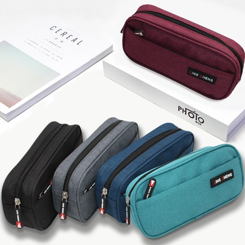 Large Capacity Pencil Case Oxford Cloth Double Layer Stationery Organizer Portable Storage Bag School Office Student